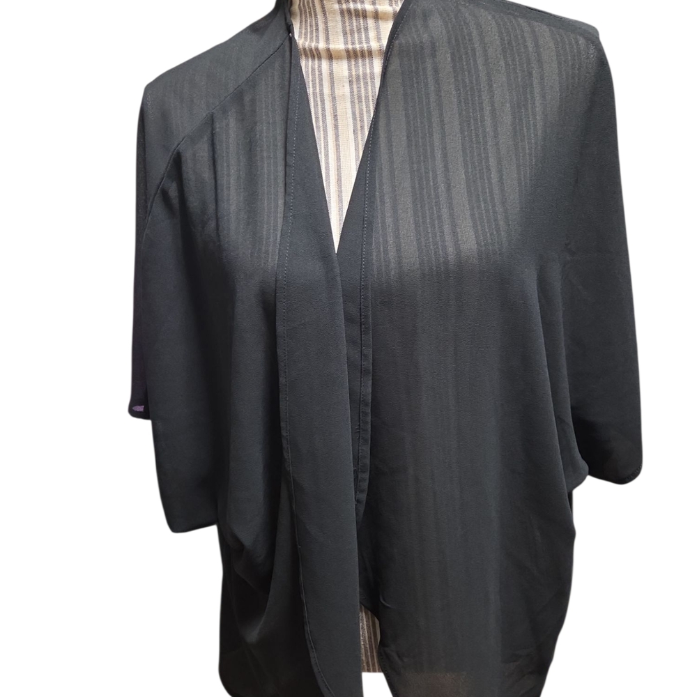 Elegant Short Sleeve Black Sheer Cardigan